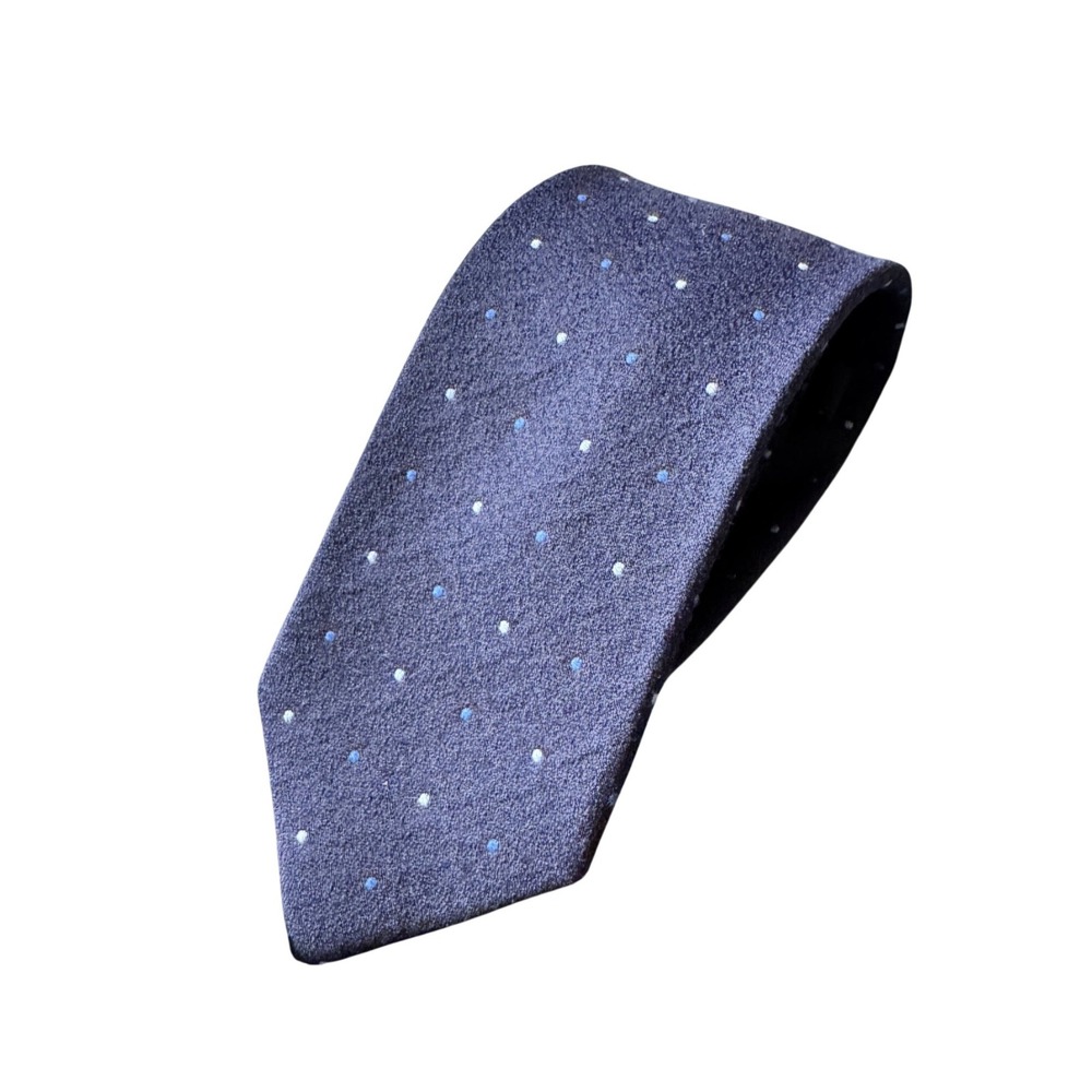 Mens Dark Blue Polka Dot Silk Wool Blend Necktie Formal Dress Tie‎
